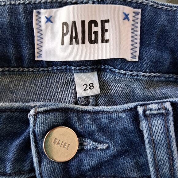 PAIGE Cindy High Waist Straight Leg Jeans Aegean Dist Size 28 Choppy Hem - Picture 6 of 10